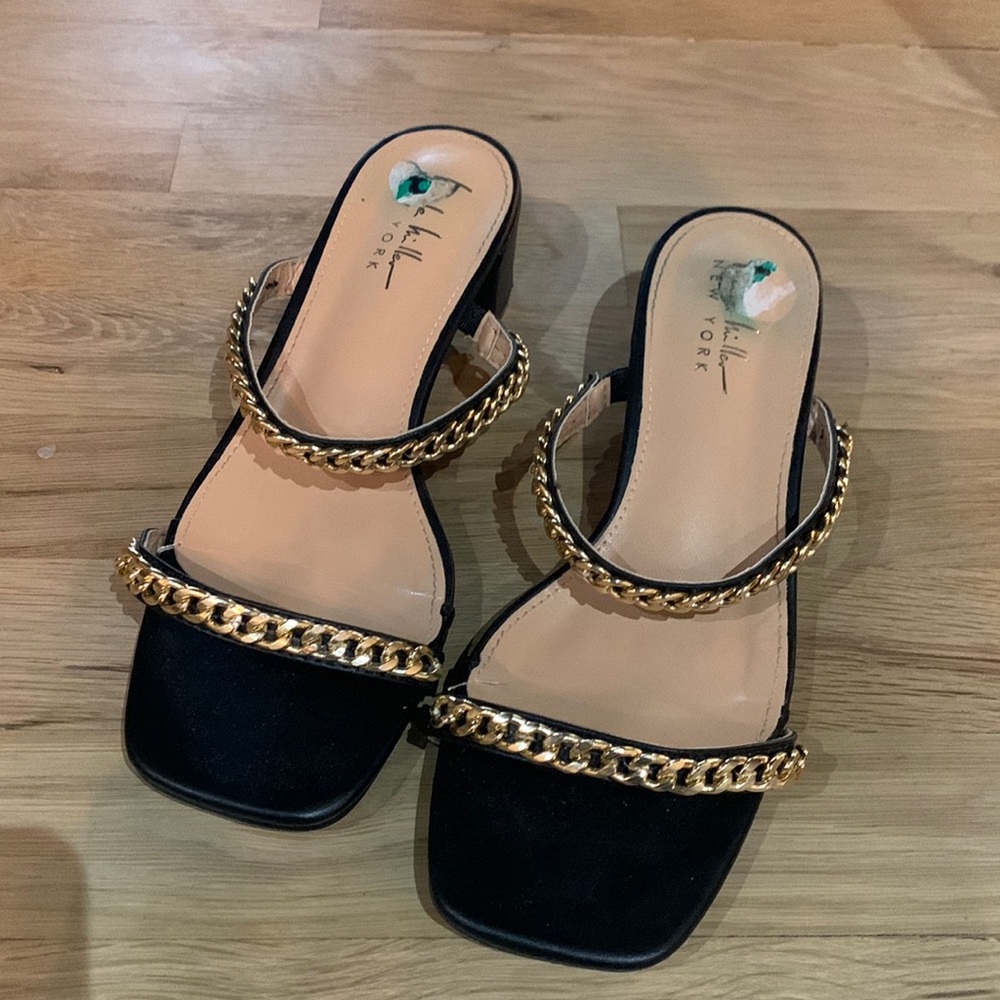 Chain block heel sandals